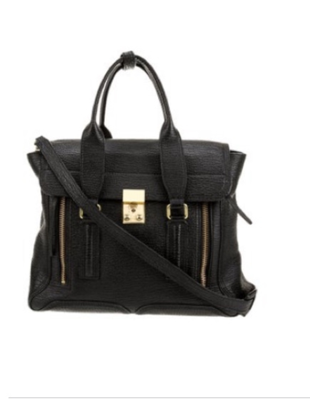 3.1 Phillip Lim Black Leather Satchel with Gold Hardware